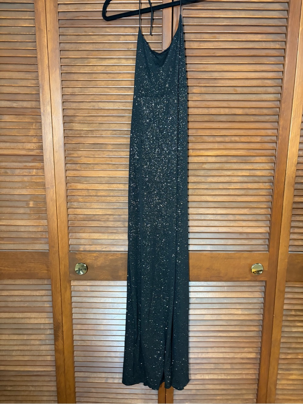 Lucy in the Sky Black Sparkle Maxi Slip Dress
